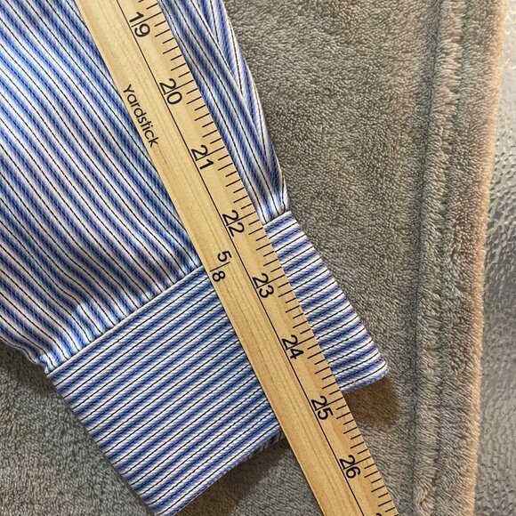 John W. Nordstrom Mens Striped Egyptian Cotton Button-Up Shirt L‎ Blue/White - Picture 15 of 16